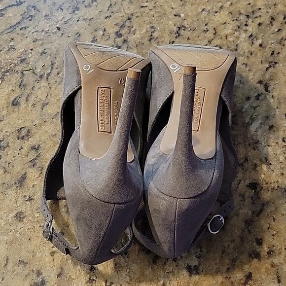 CHRISTIAN SIRIANO OPEN TOE HIGH HEEL ADJUSTABLE ANKLE STRAP SHOE - Picture 9 of 15